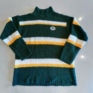 Vintage Green Bay Packers Striped Sweater Mock Neck Sz Large by Game Day
